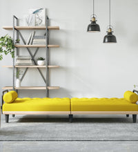 Schlafsofa mit Armlehnen Hellgelb Stoff
