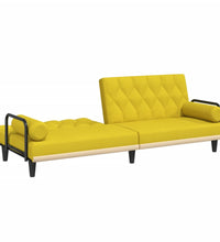 Schlafsofa mit Armlehnen Hellgelb Stoff
