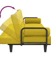Schlafsofa mit Armlehnen Hellgelb Stoff
