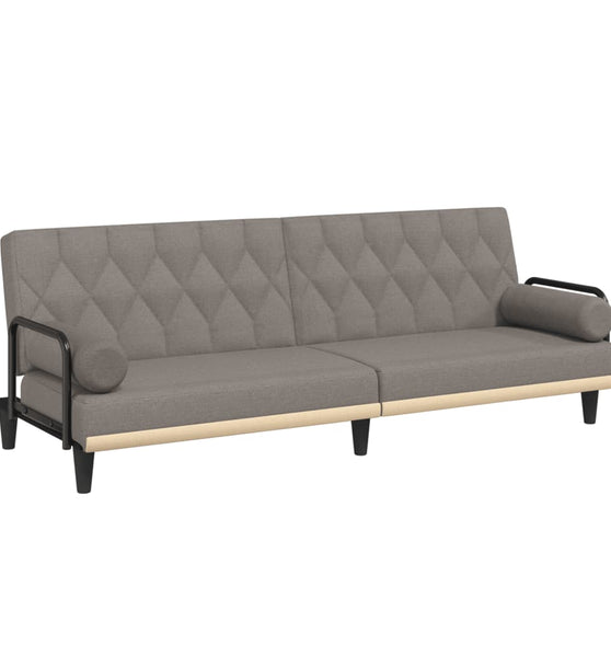 Schlafsofa mit Armlehnen Taupe Stoff