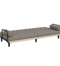 Schlafsofa mit Armlehnen Taupe Stoff
