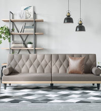Schlafsofa mit Armlehnen Taupe Stoff