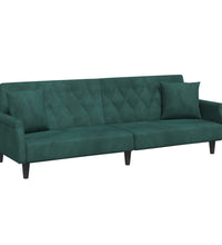 Schlafsofa mit Armlehnen Dunkelgrün Samt