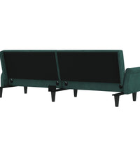 Schlafsofa mit Armlehnen Dunkelgrün Samt