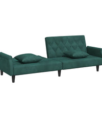 Schlafsofa mit Armlehnen Dunkelgrün Samt