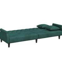 Schlafsofa mit Armlehnen Dunkelgrün Samt