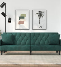 Schlafsofa mit Armlehnen Dunkelgrün Samt