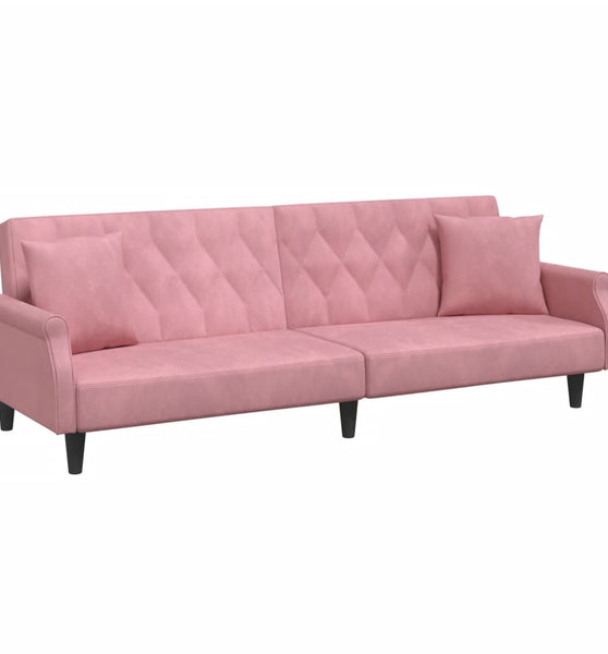 Schlafsofa mit Armlehnen Rosa Samt