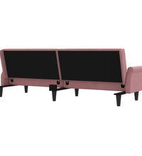 Schlafsofa mit Armlehnen Rosa Samt