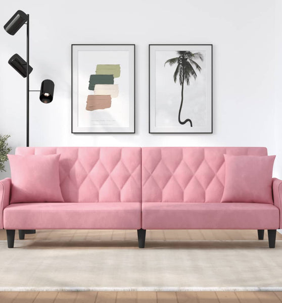 Schlafsofa mit Armlehnen Rosa Samt