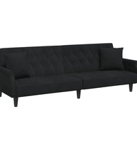 Schlafsofa mit Armlehnen Schwarz Samt