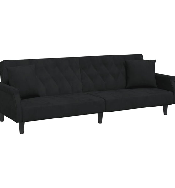 Schlafsofa mit Armlehnen Schwarz Samt