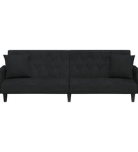 Schlafsofa mit Armlehnen Schwarz Samt