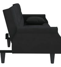 Schlafsofa mit Armlehnen Schwarz Samt