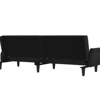 Schlafsofa mit Armlehnen Schwarz Samt