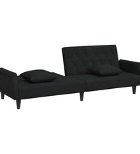 Schlafsofa mit Armlehnen Schwarz Samt