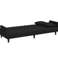 Schlafsofa mit Armlehnen Schwarz Samt