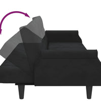 Schlafsofa mit Armlehnen Schwarz Samt