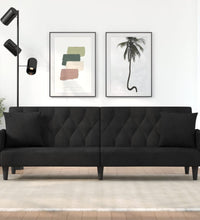 Schlafsofa mit Armlehnen Schwarz Samt