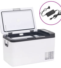 Kühlbox mit Griff und Adapter Schwarz und Weiß 25 L PP & PE