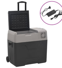 Kühlbox mit Rollen und Adapter Schwarz & Grau 50 L Polypropylen