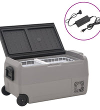 Kühlbox mit Rollen und Adapter Schwarz & Grau 50 L PP & PE