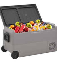 Kühlbox mit Rollen und Adapter Schwarz & Grau 50 L PP & PE