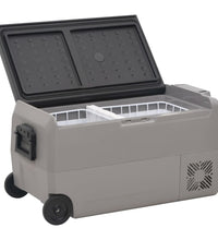 Kühlbox mit Rollen und Adapter Schwarz & Grau 50 L PP & PE
