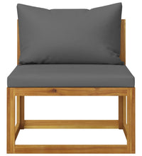 2-tlg. Sofagarnitur mit Dunkelgrauen Kissen Massivholz Akazie