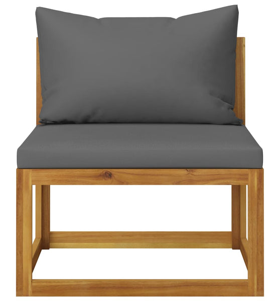 2-tlg. Sofagarnitur mit Dunkelgrauen Kissen Massivholz Akazie