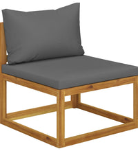 2-tlg. Sofagarnitur mit Dunkelgrauen Kissen Massivholz Akazie