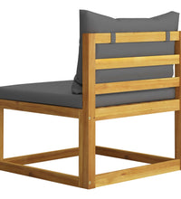 2-tlg. Sofagarnitur mit Dunkelgrauen Kissen Massivholz Akazie