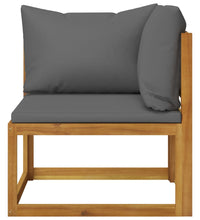 2-tlg. Sofagarnitur mit Dunkelgrauen Kissen Massivholz Akazie