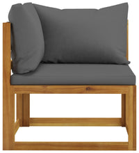 2-tlg. Sofagarnitur mit Dunkelgrauen Kissen Massivholz Akazie