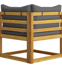 2-tlg. Sofagarnitur mit Dunkelgrauen Kissen Massivholz Akazie