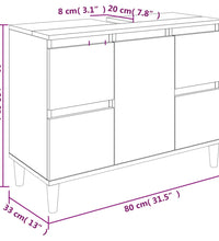 Waschbeckenunterschrank Weiß 80x33x60 cm Holzwerkstoff