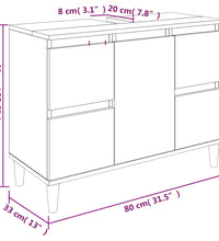 Waschbeckenunterschrank Schwarz 80x33x60 cm Holzwerkstoff