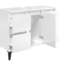 Waschbeckenunterschrank Hochglanz-Weiß 80x33x60cm Holzwerkstoff