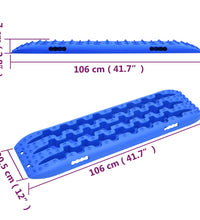 Traktionsmatten 2 Stk. Blau 106x30,5x7 cm Nylon