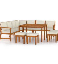 11-tlg. Garten-Essgruppe mit Kissen Massivholz Akazie