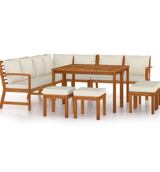 11-tlg. Garten-Essgruppe mit Kissen Massivholz Akazie