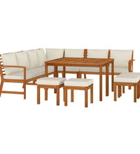 11-tlg. Garten-Essgruppe mit Kissen Massivholz Akazie