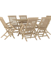 7-tlg. Garten-Essgruppe Grau Massivholz Teak