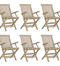 7-tlg. Garten-Essgruppe Grau Massivholz Teak