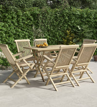 7-tlg. Garten-Essgruppe Grau Massivholz Teak