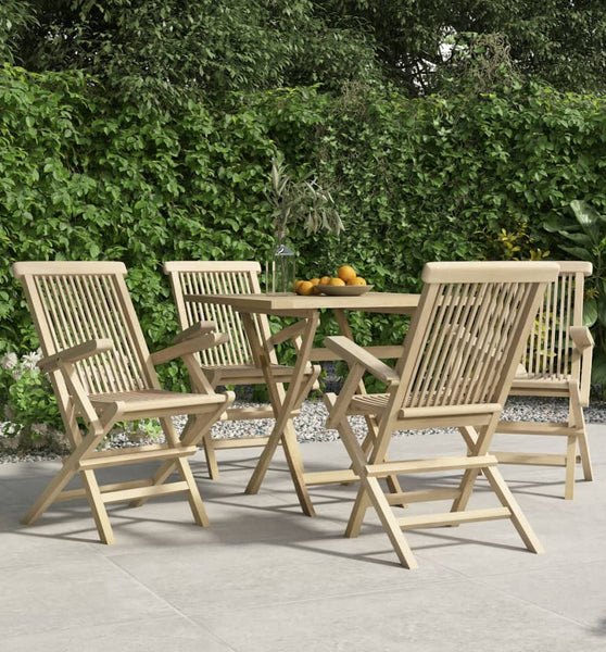 Gartenstühle 4 Stk. Klappbar Grau 56x61x89 cm Massivholz Teak