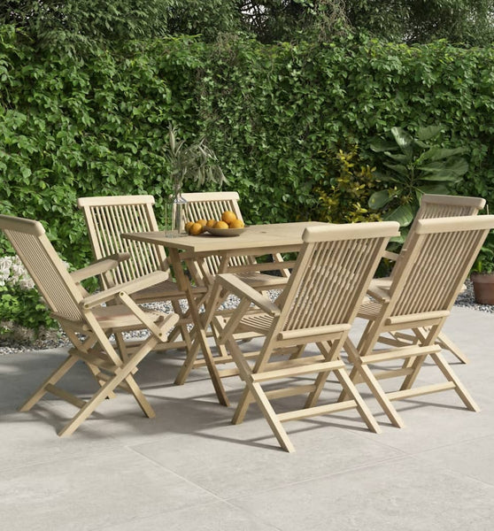 Gartenstühle 6 Stk. Klappbar Grau 56x61x89 cm Massivholz Teak