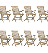 Gartenstühle 8 Stk. Klappbar Grau 56x61x89 cm Massivholz Teak