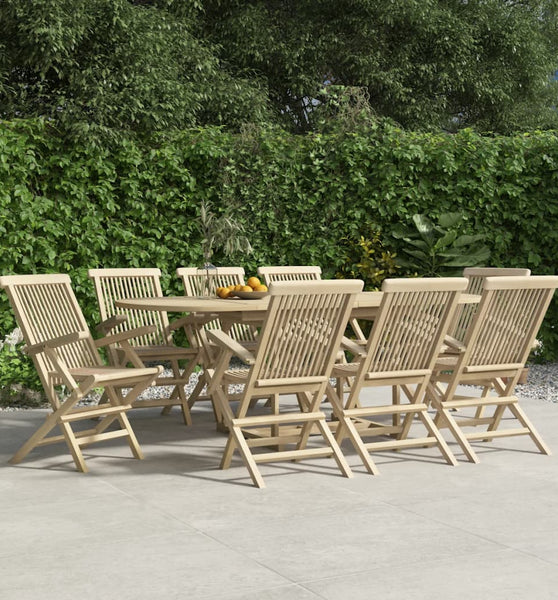 Gartenstühle 8 Stk. Klappbar Grau 56x61x89 cm Massivholz Teak