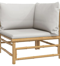 7-tlg. Garten-Lounge-Set mit Hellgrauen Kissen Bambus
